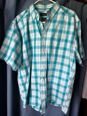 Ariat Teal and White Plaid Short Sleeve Button-Down Shirt